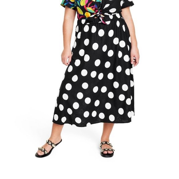 Tabitha Brown Target Plus Size Polka Dot Midi Skirt - Picture 1 of 2